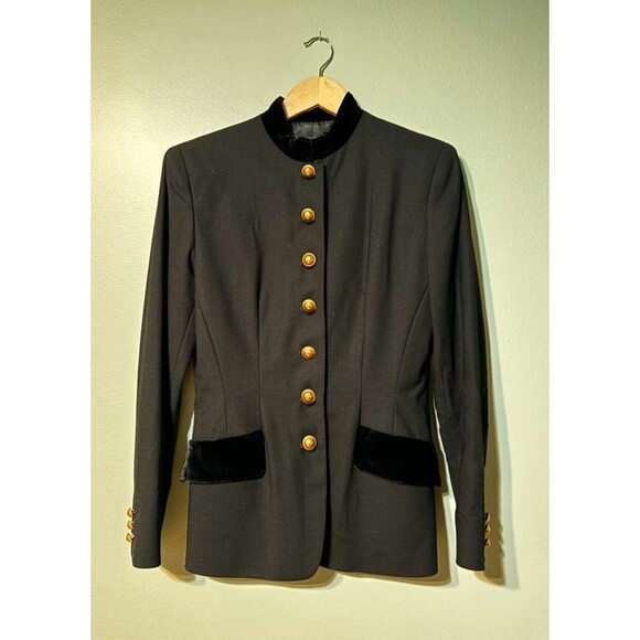 Vintage DKNY Essentials Military Style Wool Jacket - Black, Size 4 - Picture 1 of 5